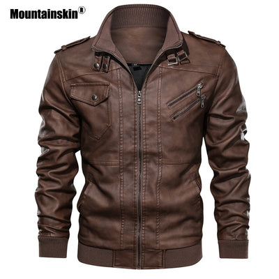 Mountainskin Men's Leather Jackets 2019 New Autumn Leather Coats Casual Motorcycle PU Jacket Male Biker Jackets EU Size SA723