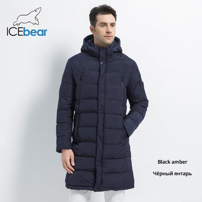 ICEbear 2019 New Clothing Jackets Business Solid Parka Fashion Overcoat Outerwear Long Thick Winter Coat Men 16M298D