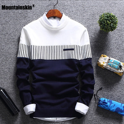 Mountainskin New Men's Autumn Winter Pullover Wool Slim Fit Knitted Sweater Striped Mens Brand Clothing Casual Pull Homme SA752