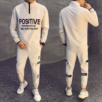 Men Causal Splicing Contrast Sets Camo Jacket+Pants 2Pc Tracksuit Sportwear Hoodies Sweatshirt &Pant Suit Trainingspak Heren