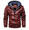 Men's Winter Warm Fleece Jackets and Coats Autumn Men Hat Detachable Leather Jackets Outwear Motorcycle PU Leather Jacket M-4XL