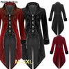 Puimentiua Men Tuxedo Stage Play Steampunk Gothic Windbreaker Long  Jacket Costume Cocktail Evening Dress Halloween Party Wear