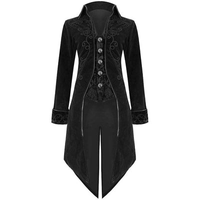 Puimentiua Men Tuxedo Stage Play Steampunk Gothic Windbreaker Long  Jacket Costume Cocktail Evening Dress Halloween Party Wear