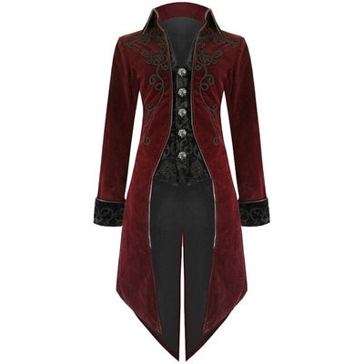 Puimentiua Men Tuxedo Stage Play Steampunk Gothic Windbreaker Long  Jacket Costume Cocktail Evening Dress Halloween Party Wear