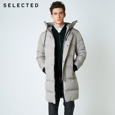 SELECTED 2019 New Winter Down Jacket Men's Zipper and Hat Casual Clothes Medium-and-Long Coat  S | 418412503