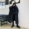 Men Oversize Loose Casual Black Hooded Long Trench Coat Male Women Streetwear Gothic Windbreaker Jacket Overcoat Cloak