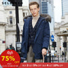 SELECTED Men's Winter Raccoon Fur Collar Down Jacket Warm Long Clothes Big Pockets Medium Style Coat S|418412535