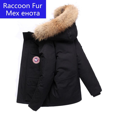 2019 Winter Men Duck Down Jacket Real Fur Collar Hooded Thick Parka Down Coat Men Winter Jackets Plus Size Snow Parka Overcoat