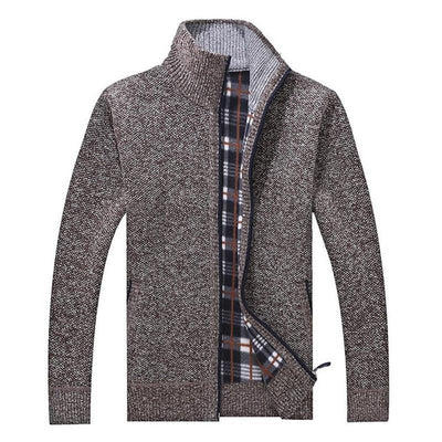 Mens Cardigan Autumn Winter Warm Thick Sweater Casual Knitwear Wind Breaker Jacket Stand Collar Overcoat Men Zipper Knitted Coat