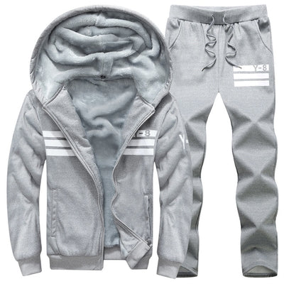 Brand Men Sets Autumn Winter Thick Fleece Sporting Suit 6XL Sweatshirt + Sweatpants Mens Clothing Sets Tracksuit Large Size 8XL