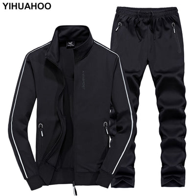 YIHUAHOO Track Suit Men 6XL 7XL 8XL Winter Autumn Two Piece Clothing Set Brand Casual Tracksuit Sportswear Sweatsuit XYN-8823