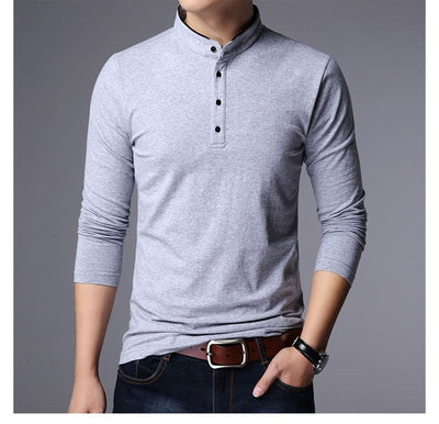 Hot Sell 2019 New Fashion Brand Clothing Polo Shirt Mens Long Sleeve Slim Fit Boys Mandarin Colla Polos Casual Men's Clothing