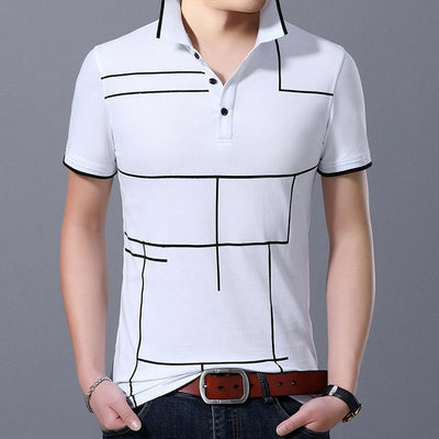 2019 New Fashion Brand Polo Shirt Men's Plaid Top Grade Summer Short Sleeve Slim Fit Cotton Boys Poloshirt Casual Men's Clothing