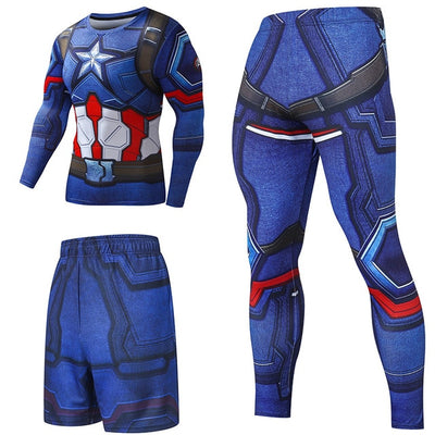 Superhero Compression Tracksuits Men's Sport Suit Quick Dry Running sets Clothes Sports Joggers Training Gym Fitness Man Set